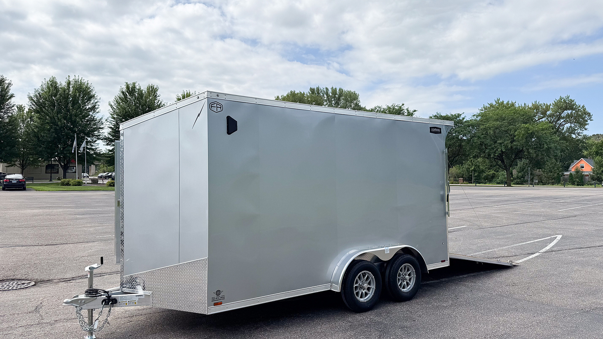 New Lightning 7.5x14 Aluminum Enclosed Trailer - Rear ramp door!