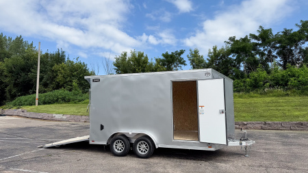 New Lightning 7.5x14 Aluminum Enclosed Trailer - Rear ramp door!