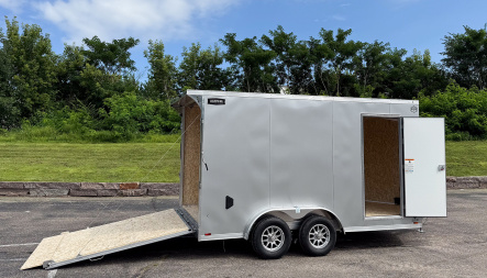 New Lightning 7.5x14 Aluminum Enclosed Trailer - Rear ramp door!