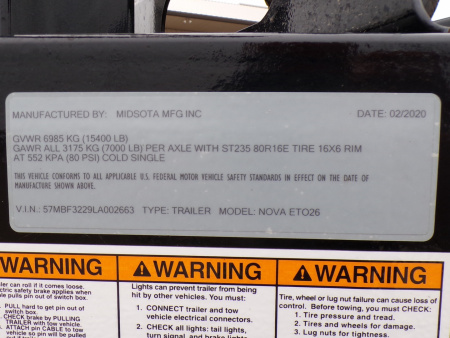 Used 2020 Midsota Nova ETO 26 15.4K Deckover Trailer - 663