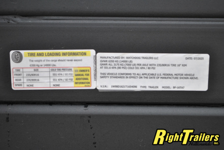 New 2026 7X16 Watchdog Dump Trailer