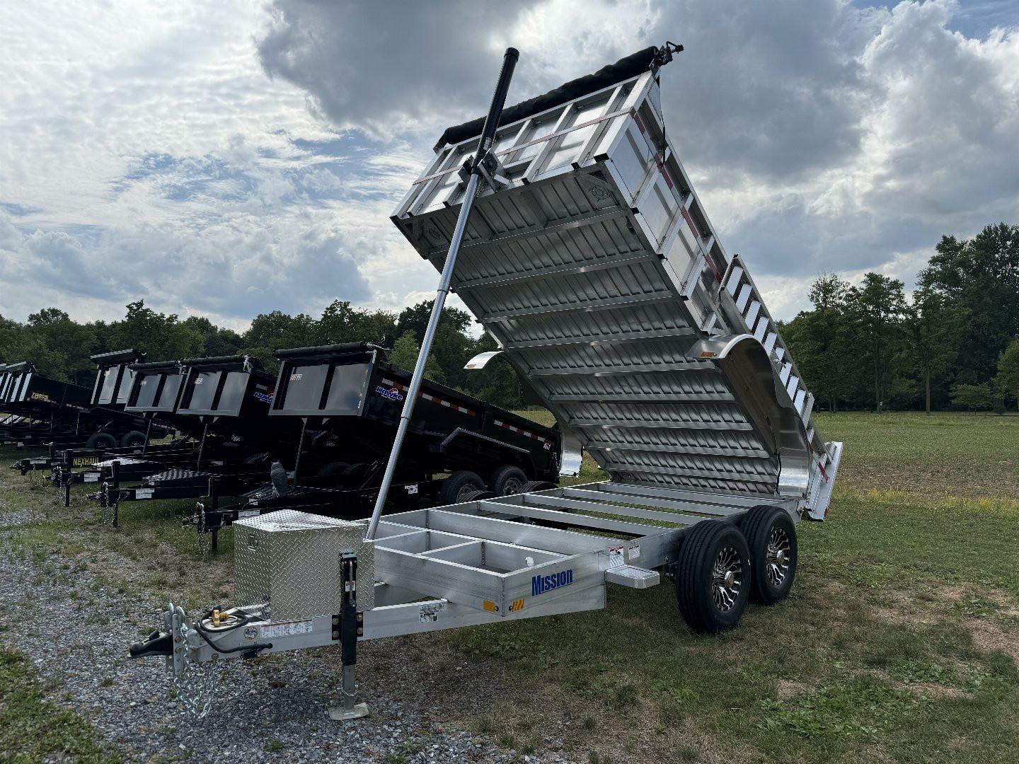 New 2026 Mission MODP7X14 Aluminum 14k Low Pro Dump 2 Foot Sides Dump Trailer