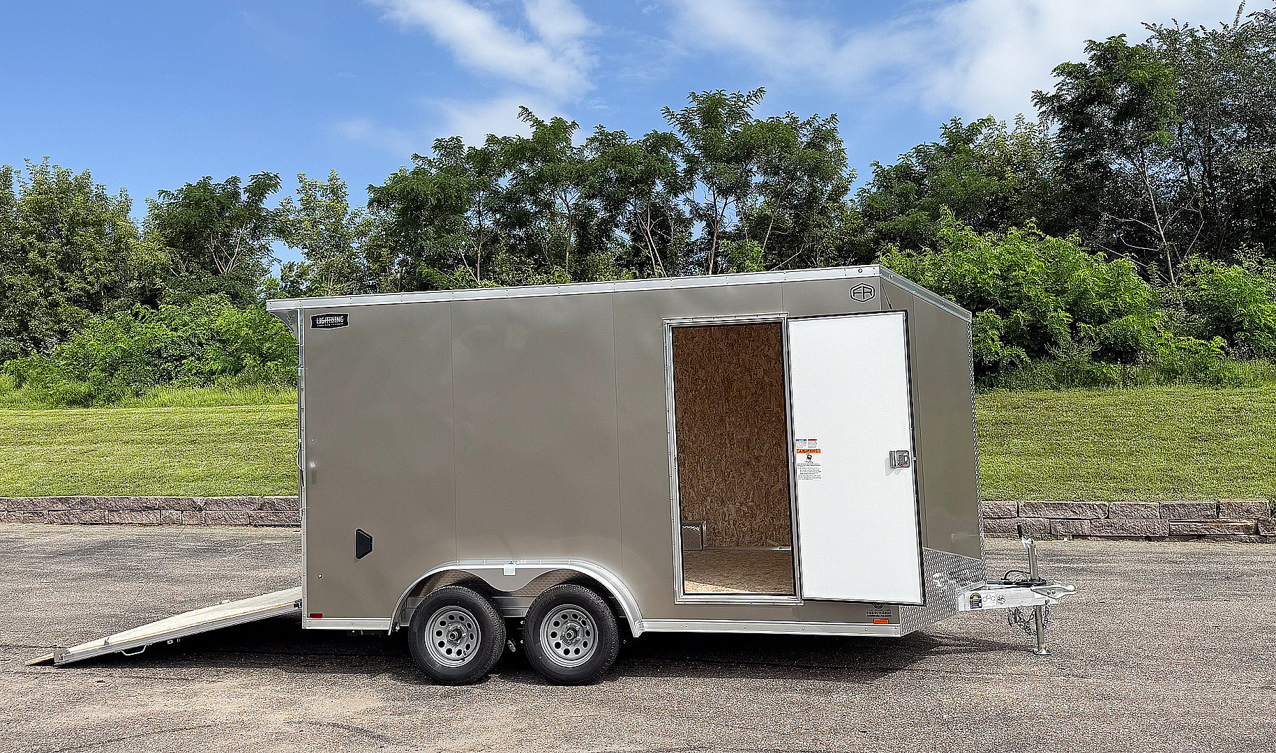 New Lightning 7.5x14 Aluminum Enclosed Trailer - Rear ramp door!
