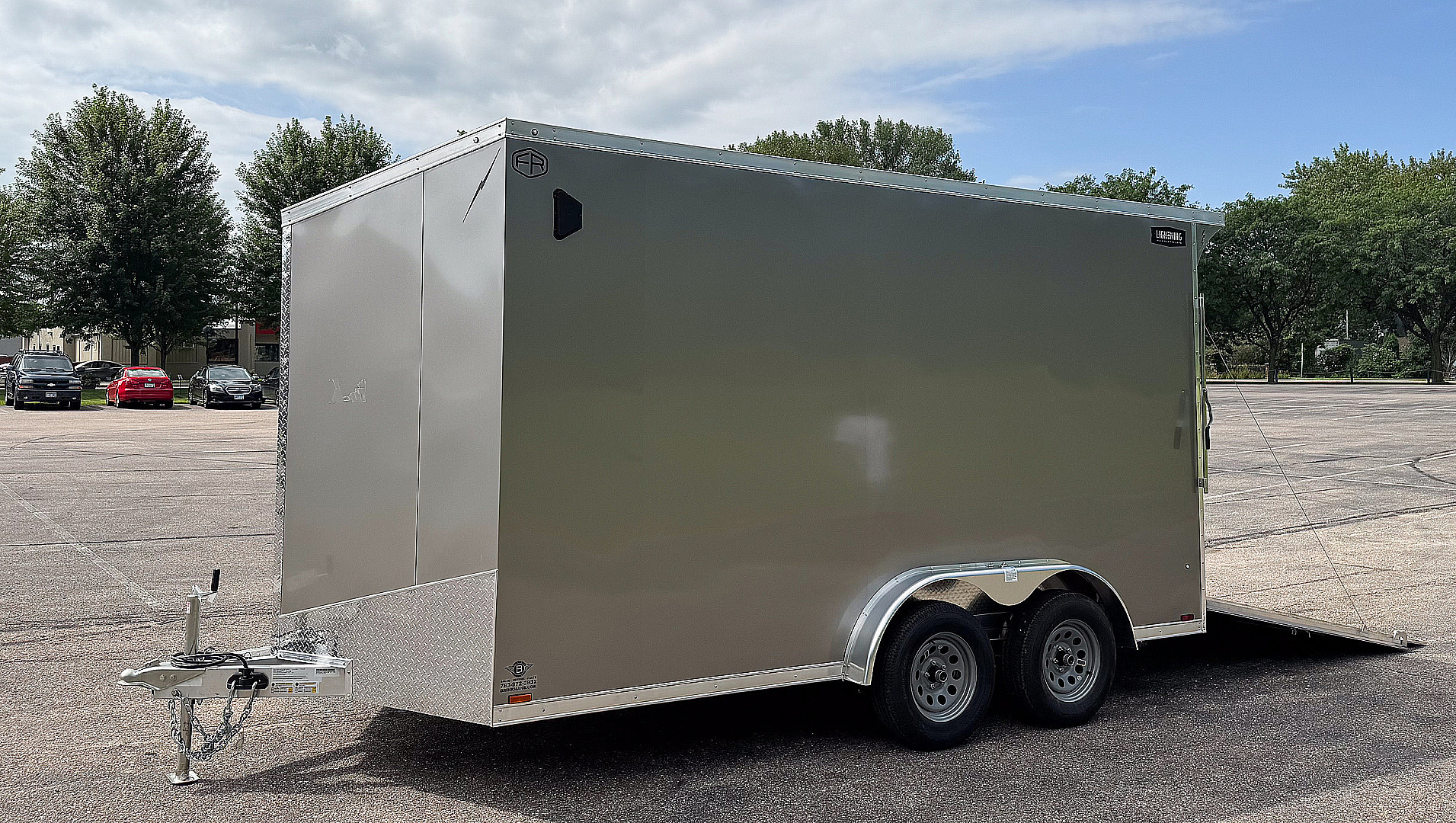 New Lightning 7.5x14 Aluminum Enclosed Trailer - Rear ramp door!