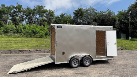 New Lightning 7.5x14 Aluminum Enclosed Trailer - Rear ramp door!