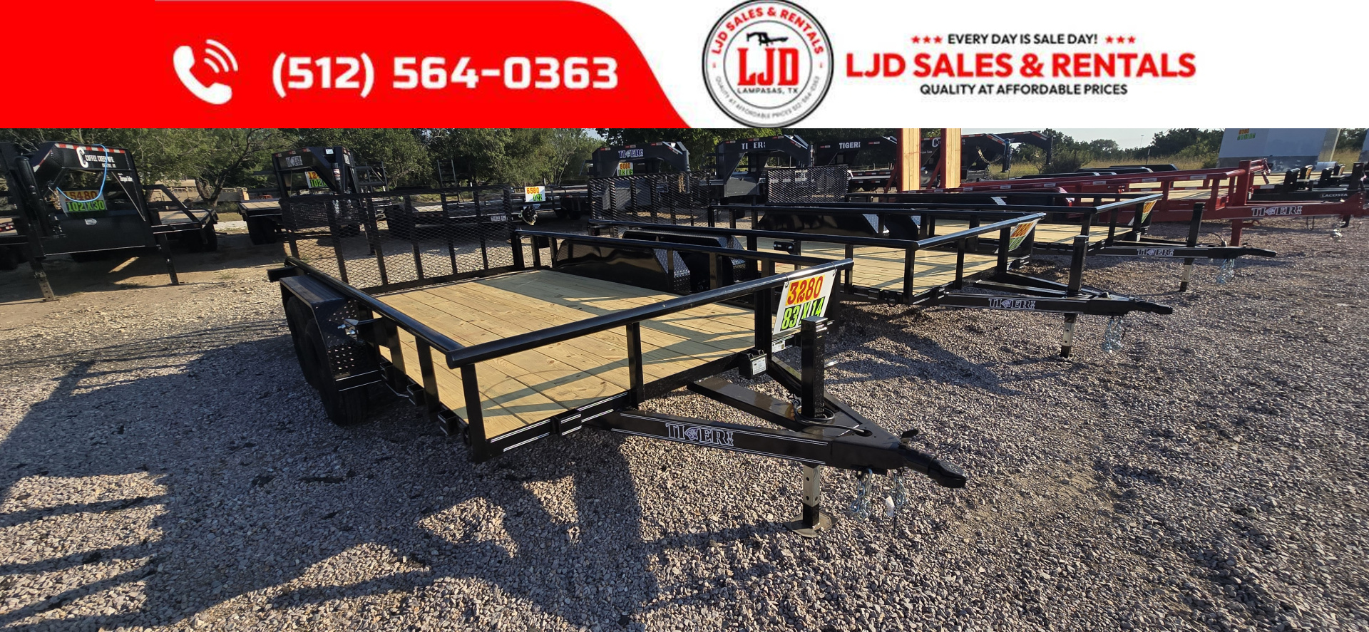 New 2025 Tiger - Utility Trailer 83x14 - Brakes - 7K GVWR