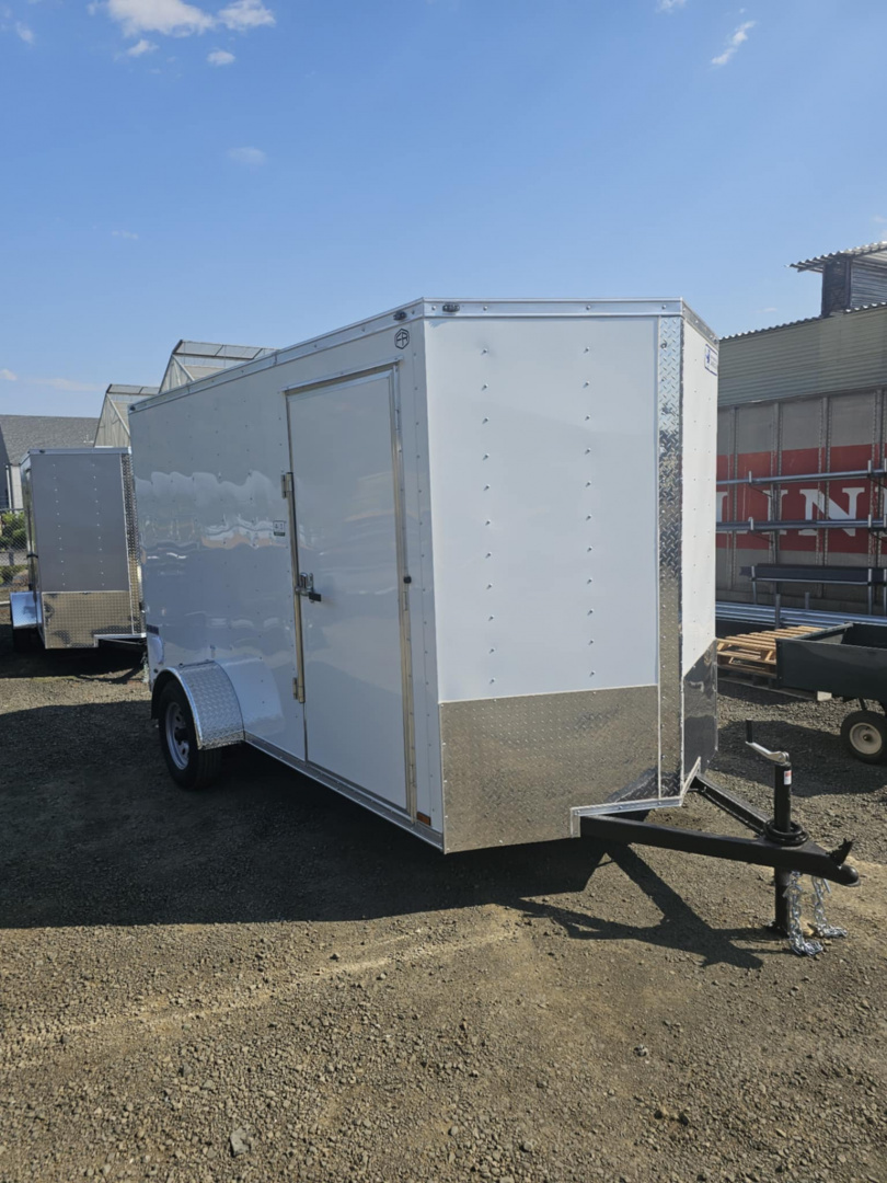 New ENCLOSED CARGO BOX 2026 CONTINENTAL VHW612SA TRAILER 6X12 WHITE RAMP