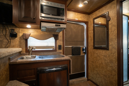 Used 2020 Exiss Trailers 8'6" Shortwall Gooseneck with Living Quarters Stock / Stock Combo Trailer