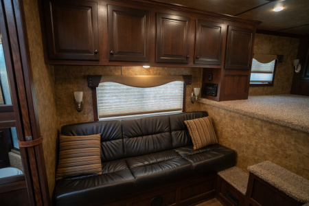 Used 2020 Exiss Trailers 8'6" Shortwall Gooseneck with Living Quarters Stock / Stock Combo Trailer