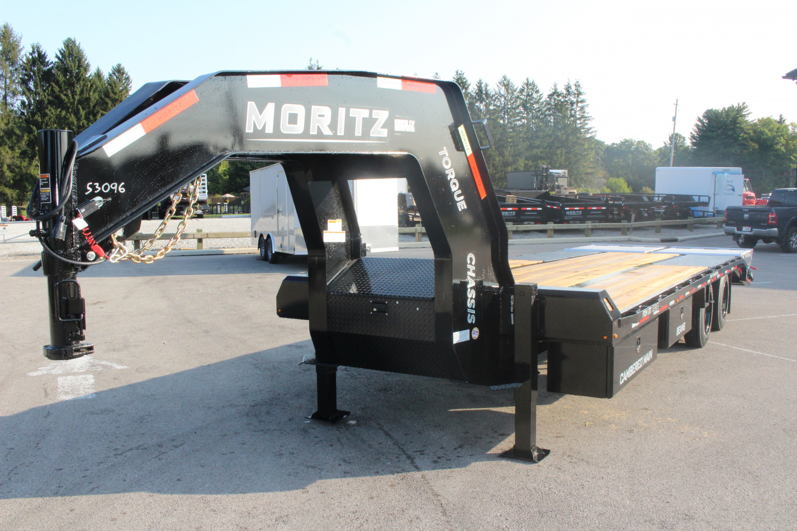 New 2025 Moritz FDGH DT 20' + 5' GOOSENECK Deckover Flatbed Trailer- Full Width Aluminum Ramps- 25900# GVW