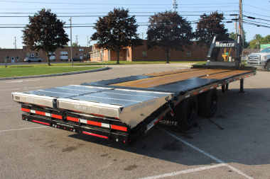 New 2025 Moritz FDGH DT 20' + 5' GOOSENECK Deckover Flatbed Trailer- Full Width Aluminum Ramps- 25900# GVW