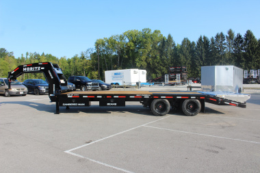 New 2025 Moritz FDGH DT 20' + 5' GOOSENECK Deckover Flatbed Trailer- Full Width Aluminum Ramps- 25900# GVW