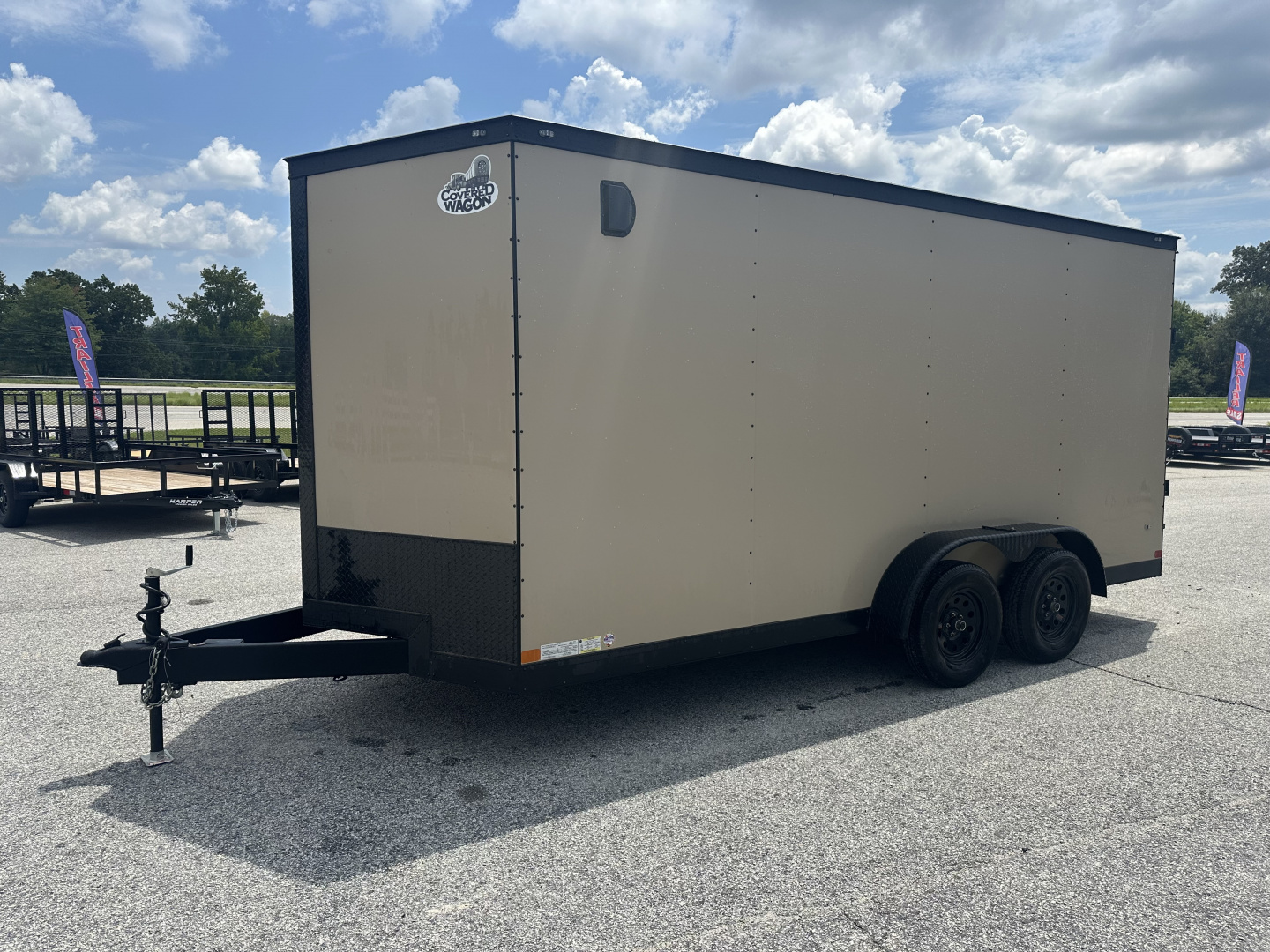Used USED 2025 COVERED WAGON 7X16 TANDEM AXLE ENCLOSED TRAILER WITH BLACKOUT KIT ($576 DOWN ON RTO)