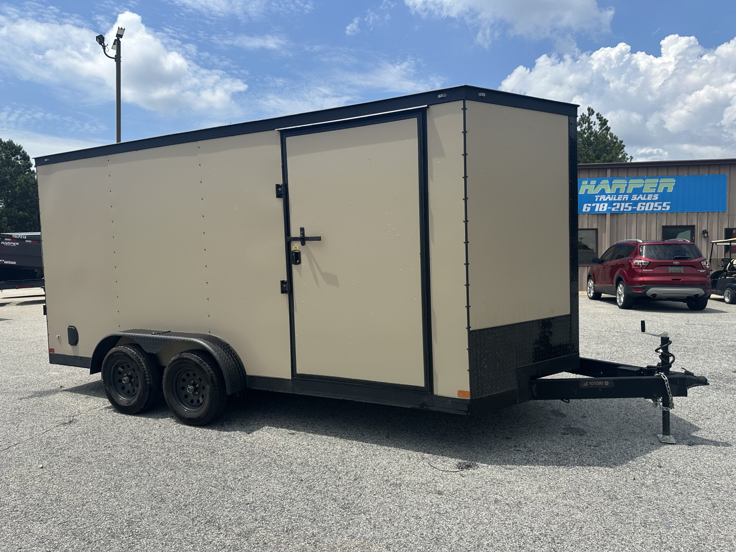 Used USED 2025 COVERED WAGON 7X16 TANDEM AXLE ENCLOSED TRAILER WITH BLACKOUT KIT ($576 DOWN ON RTO)