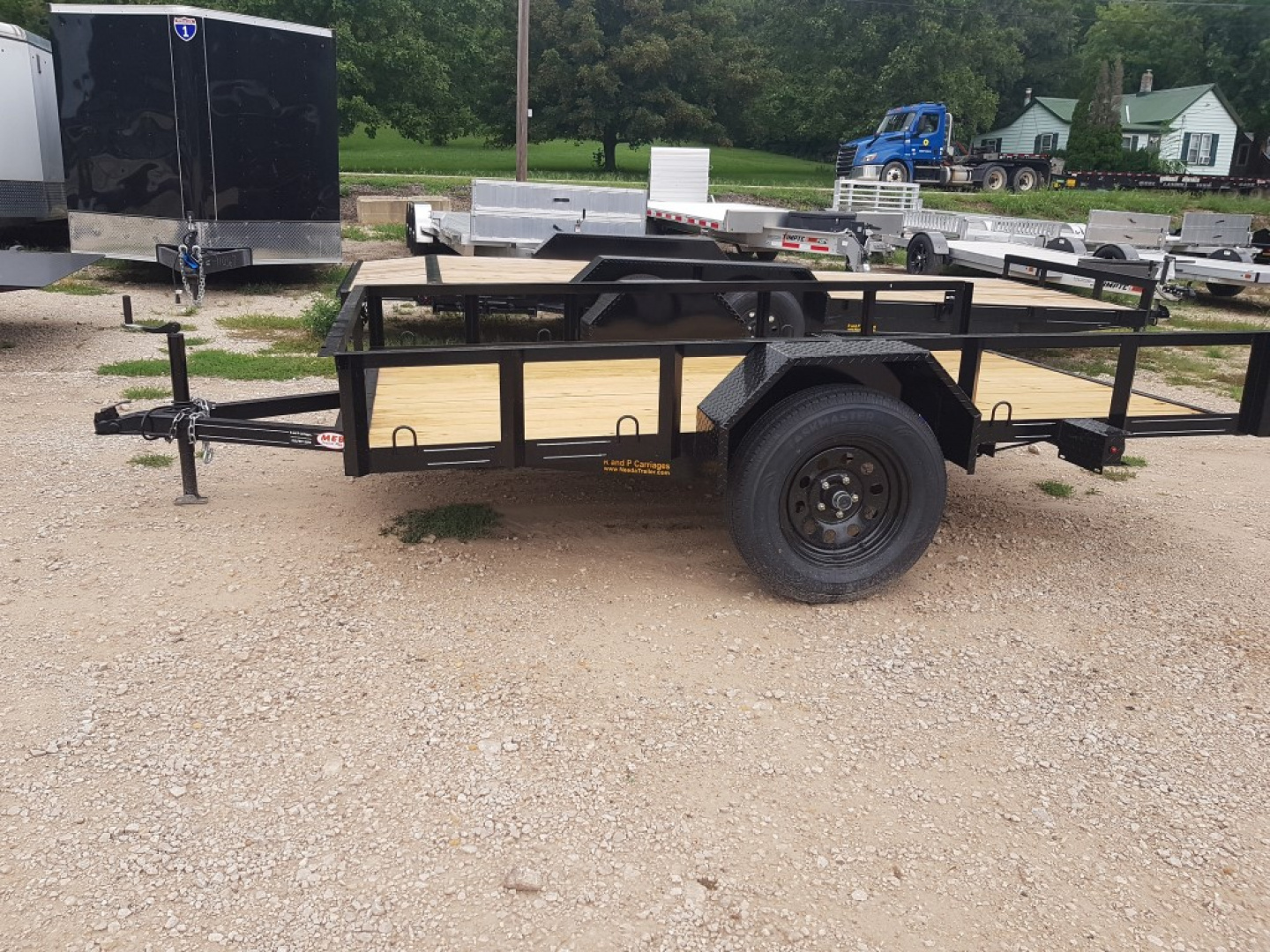 New 2025 MEB 77 x10 Angle Iron Tilt Utility Trailer w/Board Holders