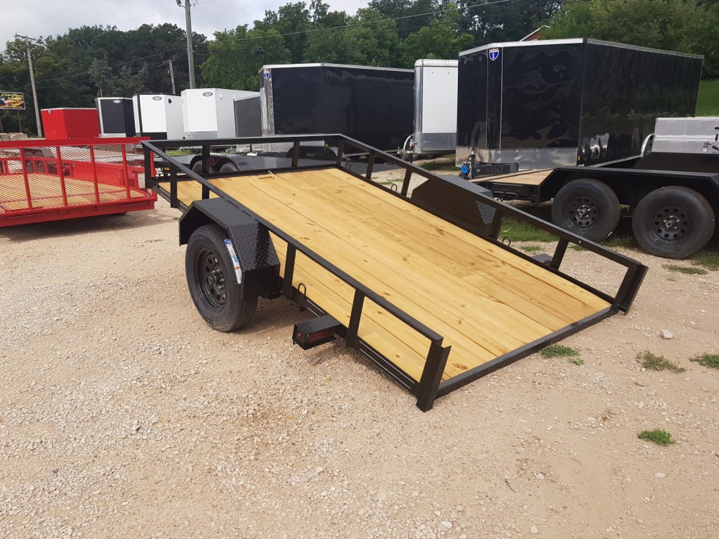 New 2025 MEB 77 x10 Angle Iron Tilt Utility Trailer w/Board Holders