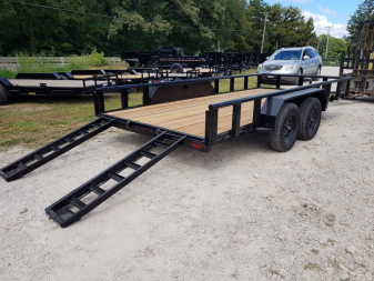 New M.E.B 83 x16 Pipetop Utility Trailer wSlide in Ramps and Brake