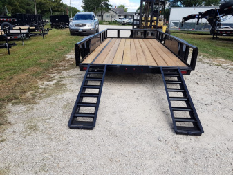 New M.E.B 83 x16 Pipetop Utility Trailer wSlide in Ramps and Brake