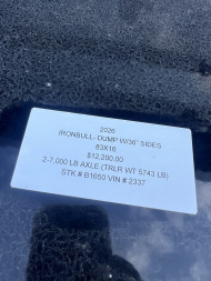 New 2026 IRON BULL 83X16 DUMP TRAILER W/ 36" SIDES