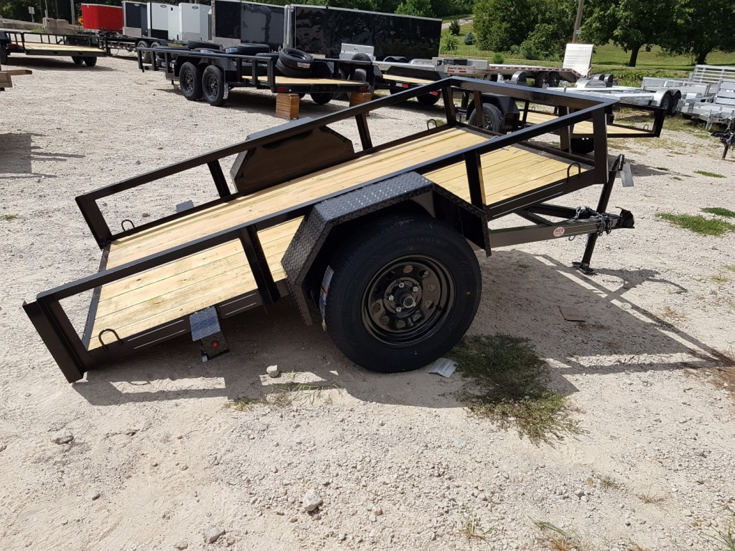 New 2025 MEB 5x8 Angle Iron Tilt Bed Trailer