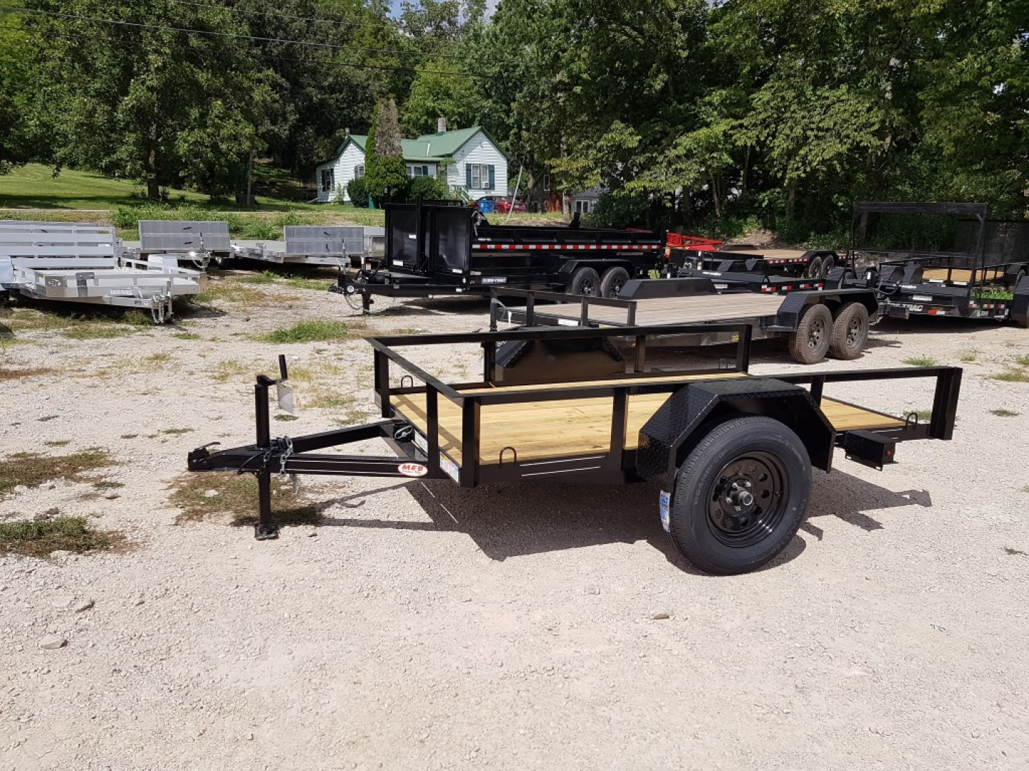 New 2025 MEB 5x8 Angle Iron Tilt Bed Trailer