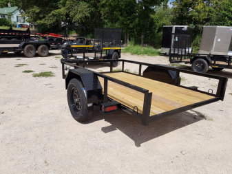 New 2025 MEB 5x8 Angle Iron Tilt Bed Trailer