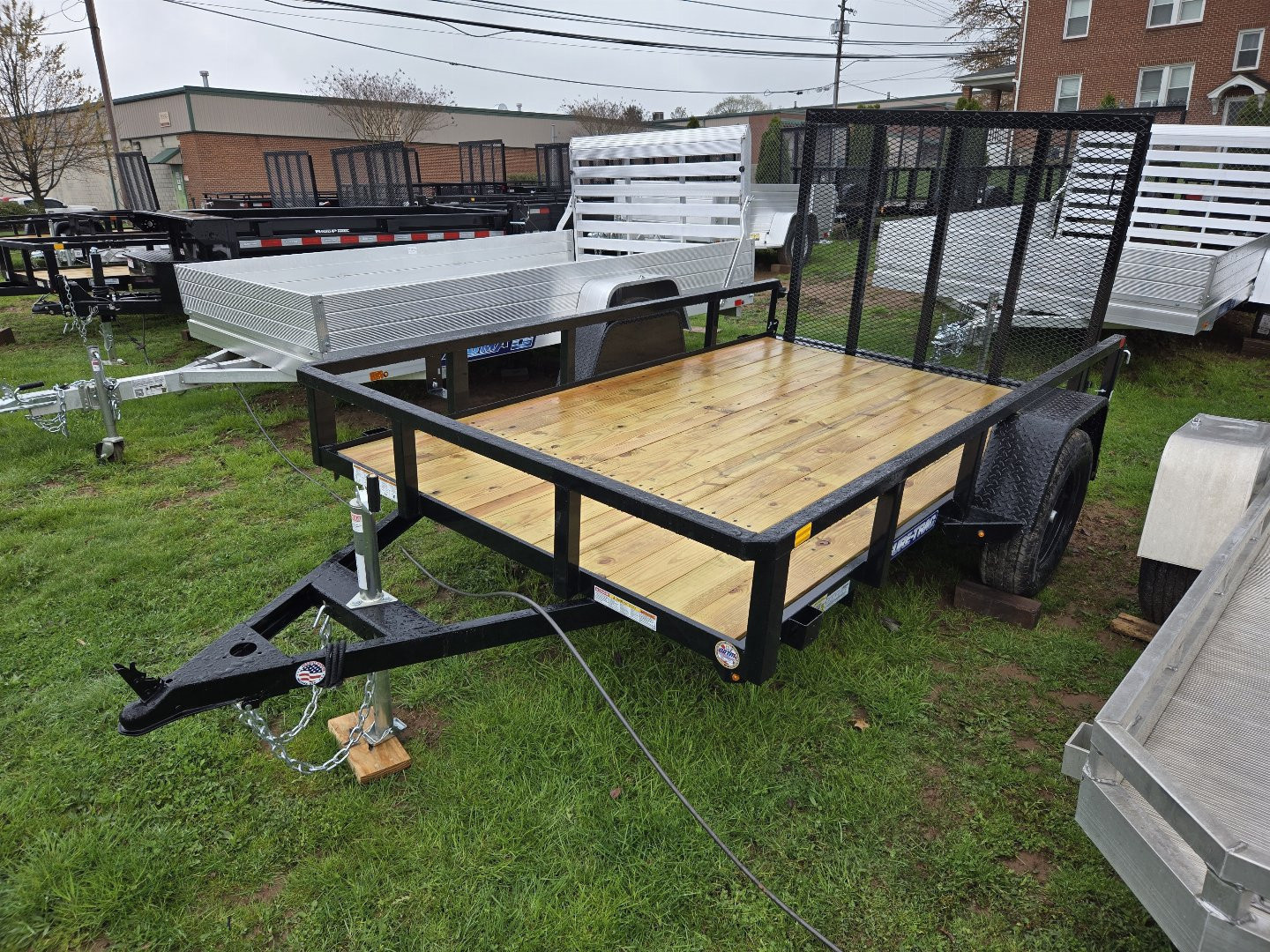 New 6 x 10 Sure-Trac Tube Top Utility, 3k GVWR  w/Set Back Jack & Spring Assist Fold-Flat Landscape Gate