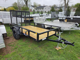 New 6 x 10 Sure-Trac Tube Top Utility, 3k GVWR  w/Set Back Jack & Spring Assist Fold-Flat Landscape Gate