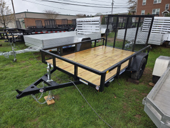 New 6 x 10 Sure-Trac Tube Top Utility, 3k GVWR  w/Set Back Jack & Spring Assist Fold-Flat Landscape Gate