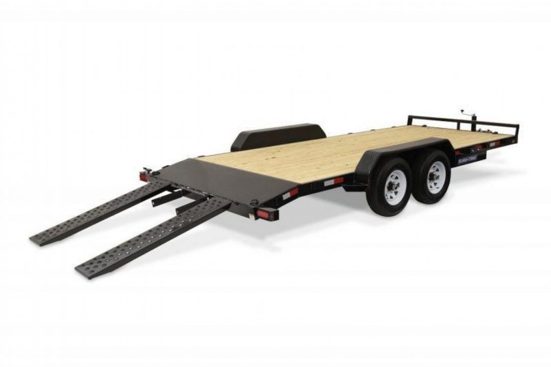 New 7 x 18 Sure-Trac Wood Deck Car Hauler, 10k GVWR ***w/ Winch Plate & Both Removable Fenders