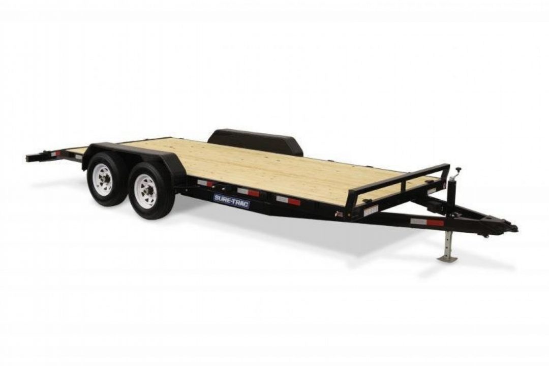 New 7 x 18 Sure-Trac Wood Deck Car Hauler, 10k GVWR ***w/ Winch Plate & Both Removable Fenders