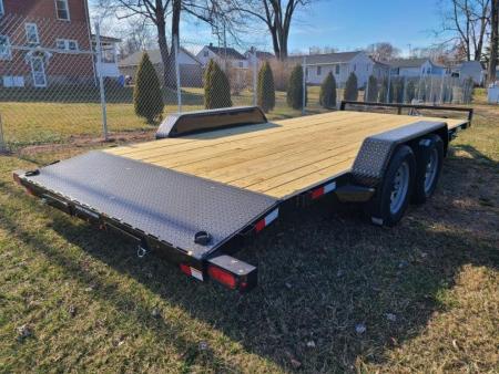 New 7 x 18 Sure-Trac Wood Deck Car Hauler, 10k GVWR ***w/ Winch Plate & Both Removable Fenders
