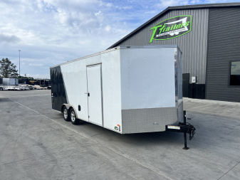 Used 2019 Bravo 8.5x20+v dovetail enclosed cargo car hauler trailer ALUMINUM Wheels