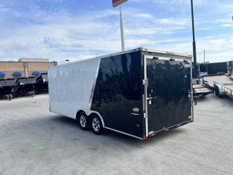 Used 2019 Bravo 8.5x20+v dovetail enclosed cargo car hauler trailer ALUMINUM Wheels