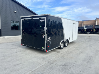 Used 2019 Bravo 8.5x20+v dovetail enclosed cargo car hauler trailer ALUMINUM Wheels