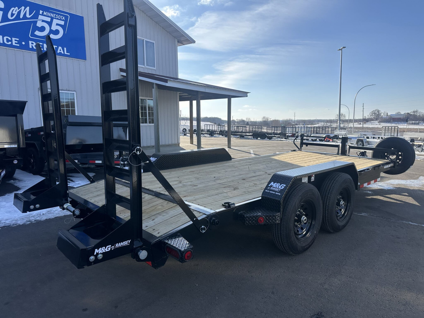 New ETB 83x18 14K EQUIPMENT TRAILER W/ FOLD UP RAMPS - BLACK
