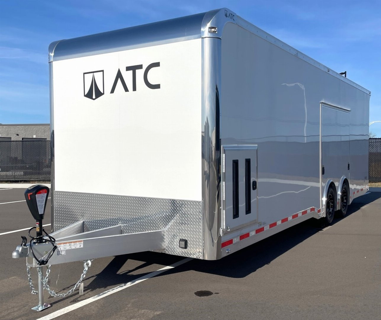 New ATC 28' RoM 500 Aluminum Enclosed Car Hauler/ Race Trailer - White, Extruded Floor, Escape Door, AC