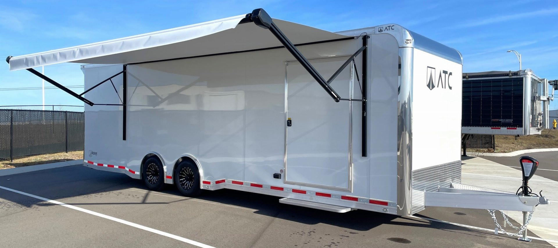 New ATC 28' RoM 500 Aluminum Enclosed Car Hauler/ Race Trailer - White, Extruded Floor, Escape Door, AC