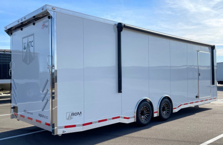 New ATC 28' RoM 500 Aluminum Enclosed Car Hauler/ Race Trailer - White, Extruded Floor, Escape Door, AC