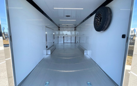 New ATC 28' RoM 500 Aluminum Enclosed Car Hauler/ Race Trailer - White, Extruded Floor, Escape Door, AC