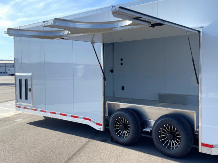 New ATC 28' RoM 500 Aluminum Enclosed Car Hauler/ Race Trailer - White, Extruded Floor, Escape Door, AC