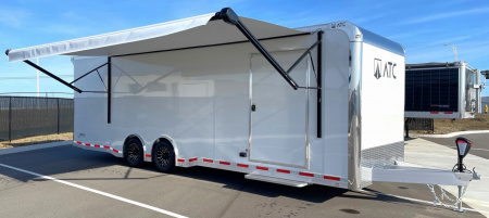 New ATC 28' RoM 500 Aluminum Enclosed Car Hauler/ Race Trailer - White, Extruded Floor, Escape Door, AC