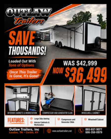 New Outlaw Race Trailer 8.5x26 14K White/Black-Out Race PKG #2