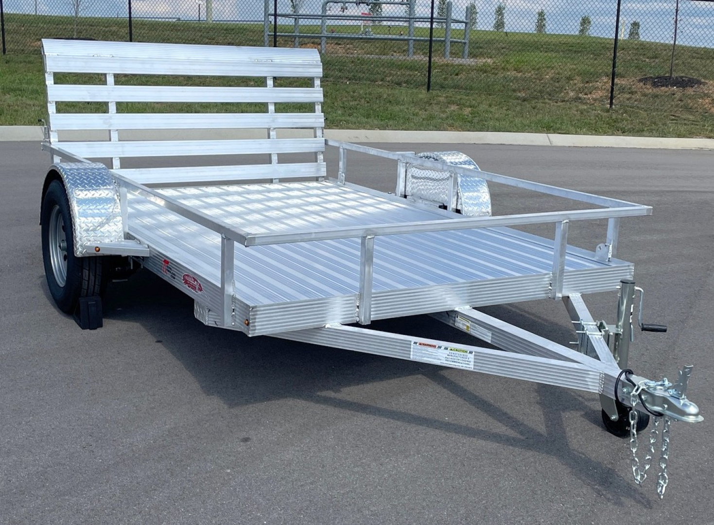 New Cherokee 76"x 10' Aluminum Single Axle Utility Trailer: 3500 GVWR , Ramp Gate