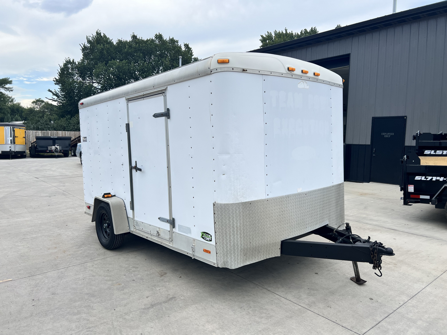 Used 1998 Forest River 7x12 + 2’V Nose Rear Ramp Enclosed Cargo Trailer Treadplate Floor