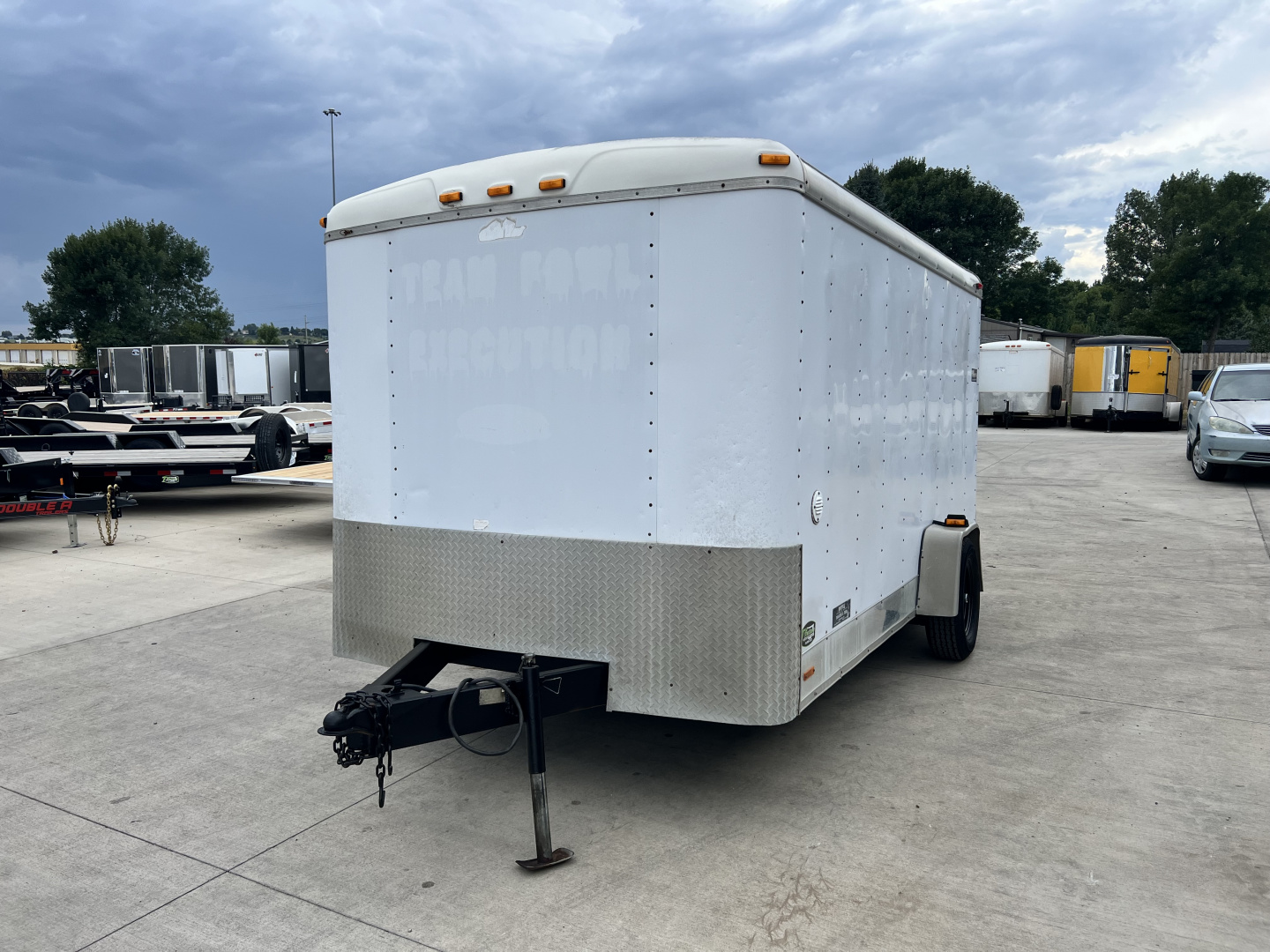 Used 1998 Forest River 7x12 + 2’V Nose Rear Ramp Enclosed Cargo Trailer Treadplate Floor