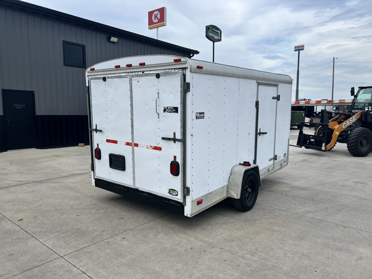 Used 1998 Forest River 7x12 + 2’V Nose Rear Ramp Enclosed Cargo Trailer Treadplate Floor