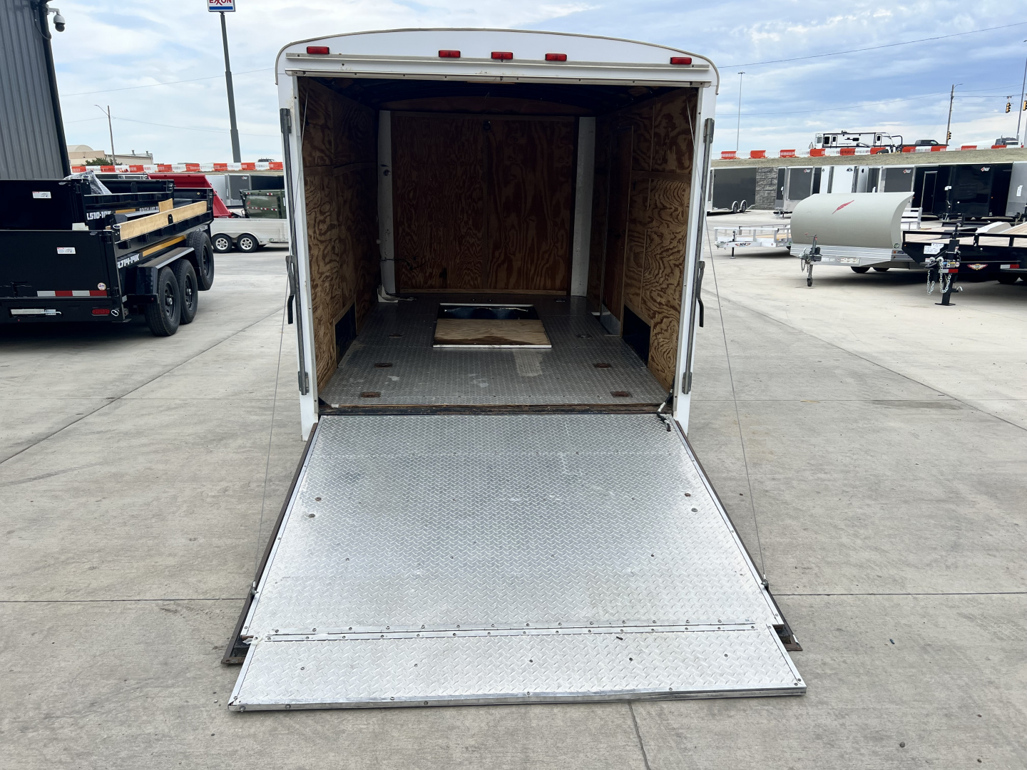 Used 1998 Forest River 7x12 + 2’V Nose Rear Ramp Enclosed Cargo Trailer Treadplate Floor