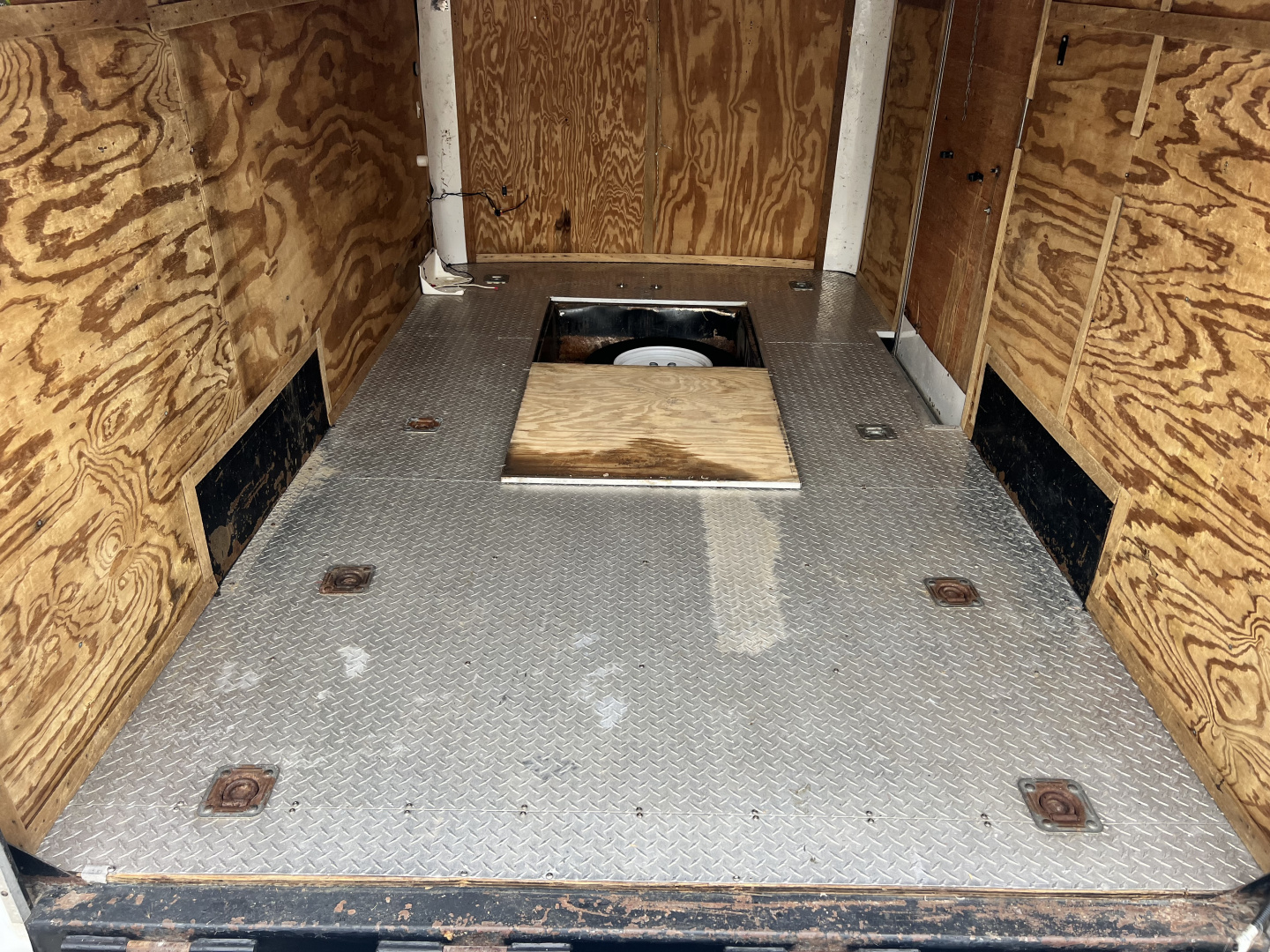 Used 1998 Forest River 7x12 + 2’V Nose Rear Ramp Enclosed Cargo Trailer Treadplate Floor