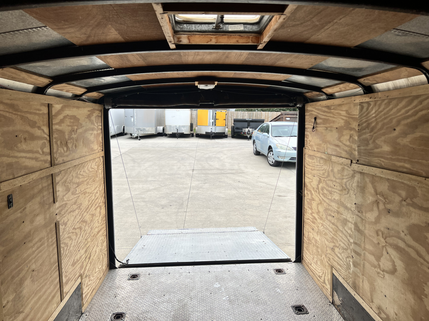 Used 1998 Forest River 7x12 + 2’V Nose Rear Ramp Enclosed Cargo Trailer Treadplate Floor